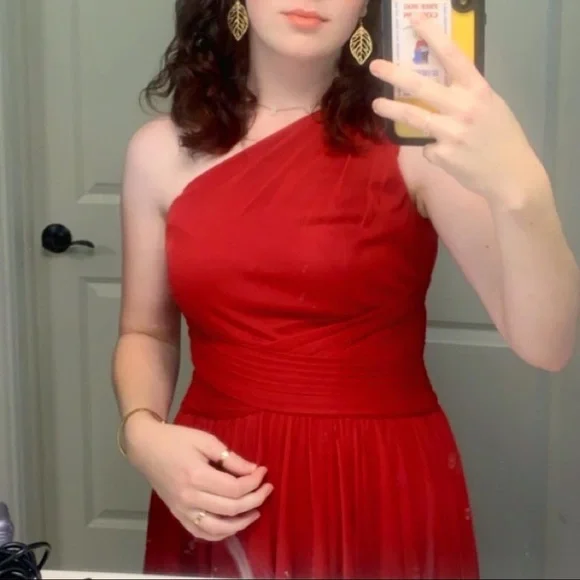 David's Bridal | Dresses | Davids Bridal Apple Red Bridesmaid Dress |  Poshmark